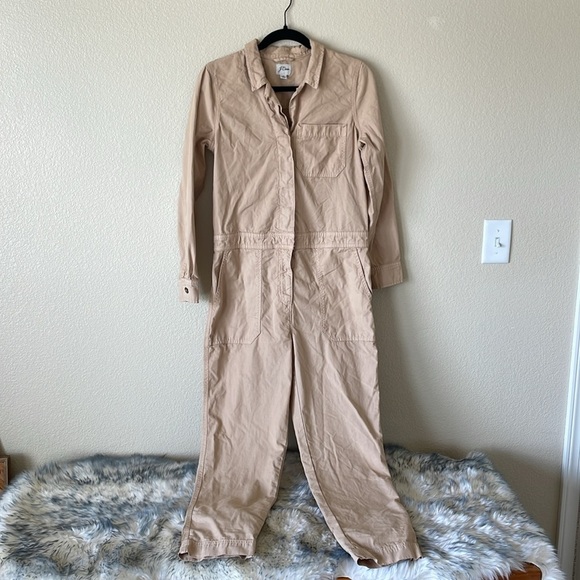 J. Crew Foundry Chino Coveralls Jumpsuit W’s 2 Khaki AW339 Minimalist Utility - Picture 4 of 16